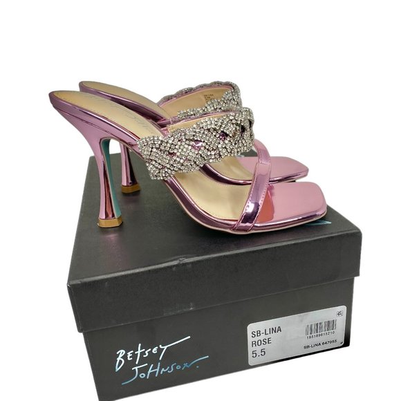 Betsey Johnson Pink Rhinestone Dress Sandals – Size 5.5 – NIB – 3.5" Heel - Picture 8 of 8